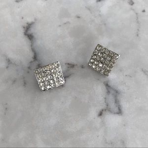 Sparkly square rhinestone earrings